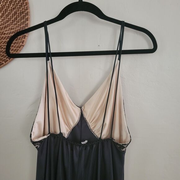 Le Voy's Black Maxi Satin Slip Dress Nightgown Lace Bust Vintage Medium - Picture 6 of 15